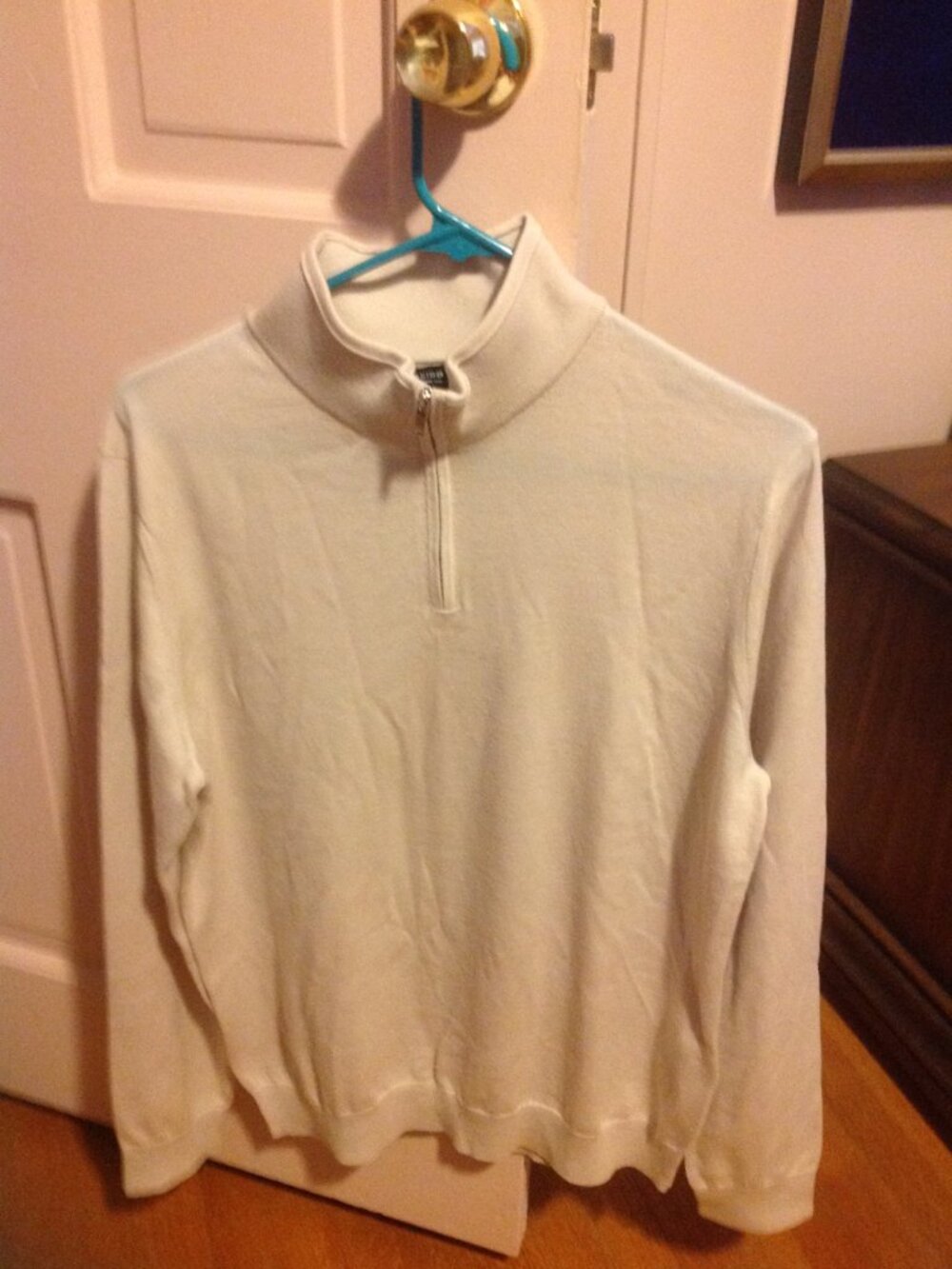Reiss Men's 1/4 Zip Beige Merino Wool Sweater - Large - Gently Used